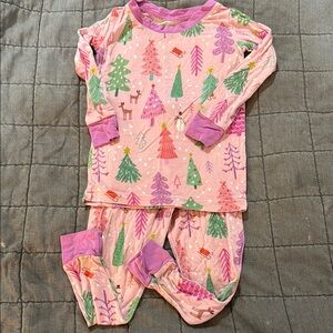 Little Sleepies Pink Merry and Bright Two Piece Pajama Set